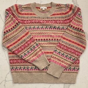 J.Crew Like New Beige and Pink Fair Isle Sweater